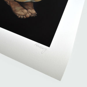 Detail photo of signature of giclee, In the Trousers