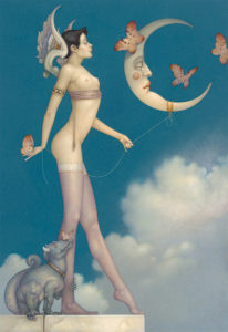 Giclee of Michael Parkes, Butterfly Moon on paper