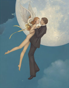 Giclee of Michael Parkes, Dancing with an Angel on paper