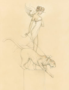 Giclee of Michael Parkes, Descending (drawing) on paper