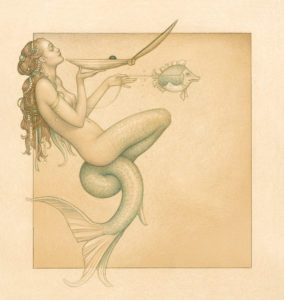 Giclee of Michael Parkes, Mermaid on paper