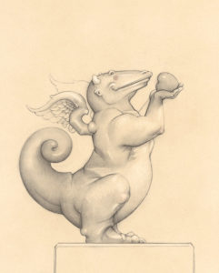 Giclee of Michael Parkes, Dragon Heart (drawing) on paper