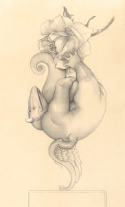 Giclee of Michael Parkes, Dragon Rose Play (drawing) on paper