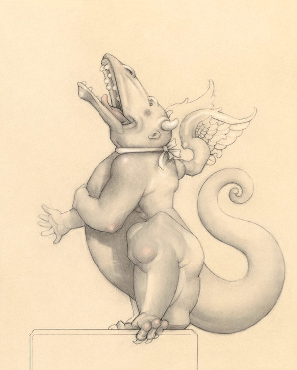 Giclee of Michael Parkes, Laughing Dragon (drawing) on paper