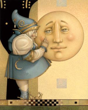 Giclee of Michael Parkes, Moon Minders Full Moon