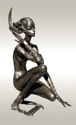 A bronze sculpture of Igor Grechanyk, called New Moon