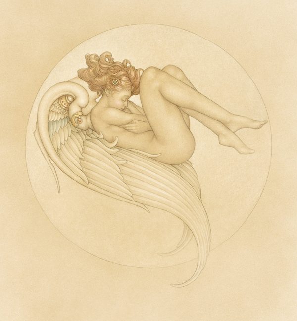 Masterwork on Vellum of Michael Parkes called 'Angel of August'