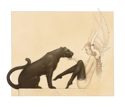 Paper Giclee of Michael Parkes Black Panter White Wings