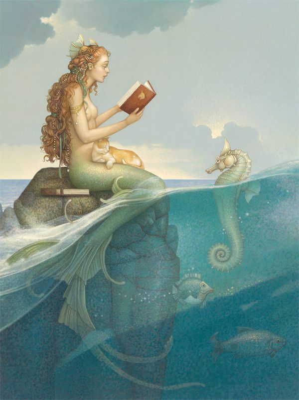Canvas Giclee of Michael Parkes Mermaid Secret Deluxe