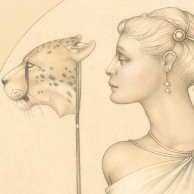 Detail of Michael Parkes Royal Cheetah print on Vellum