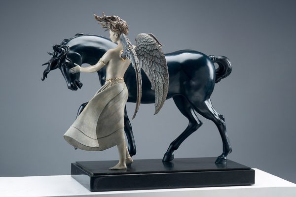 A sculpture of Michael Parkes called Dark Unicorn (Right)