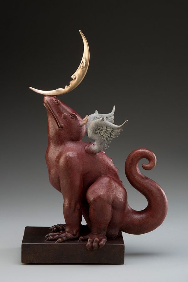 A sculpture of Michael Parkes called Dragon Moonbeam RED (Right)