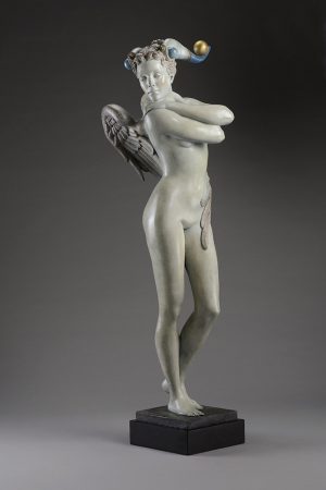 A sculpture of Michael Parkes called Guardian Bronze