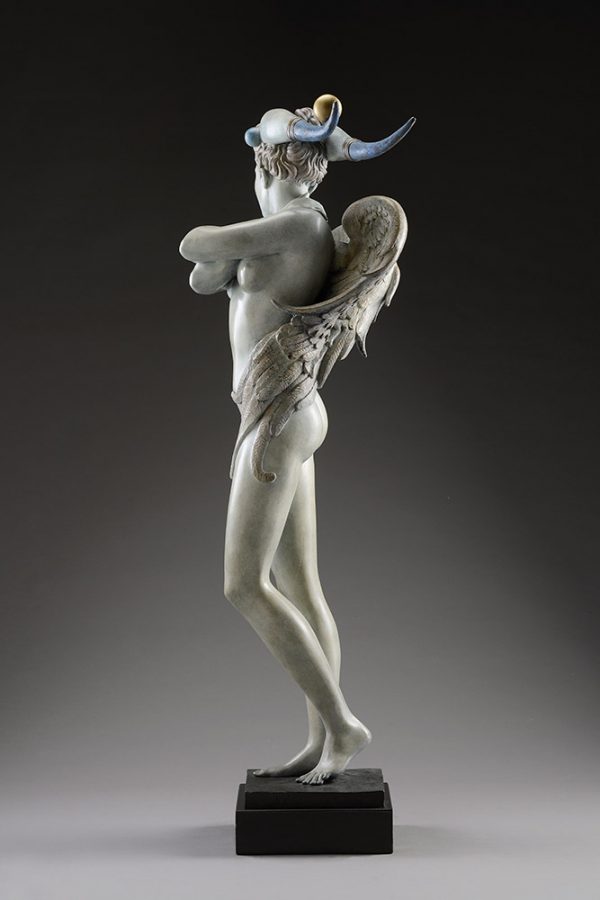 A sculpture of Michael Parkes called Guardian Bronze (Right)