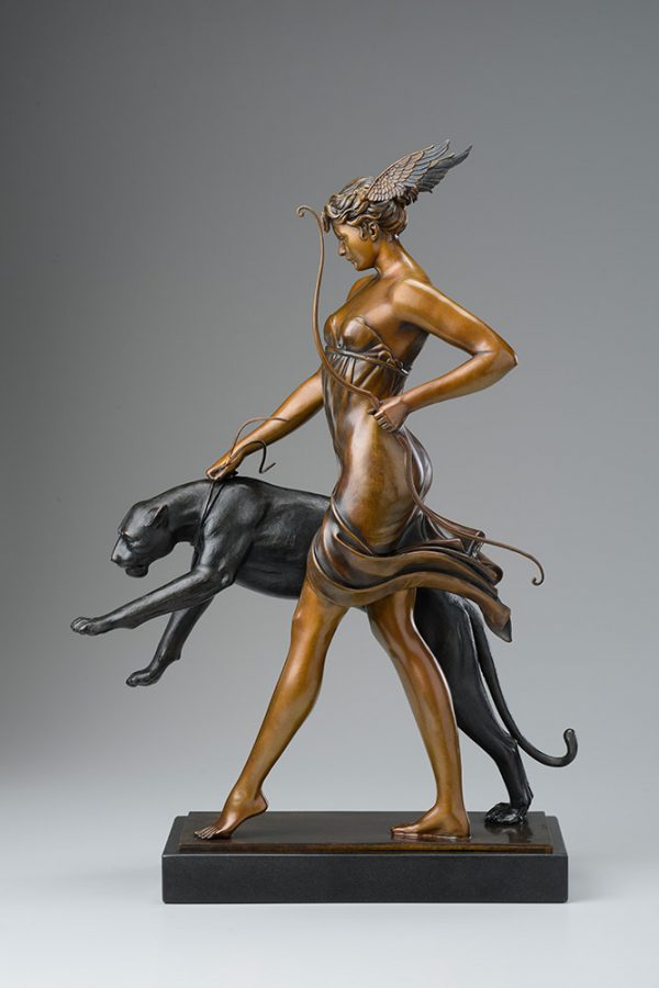 A sculpture of Michael Parkes called Goddess of the Hunt (Right)