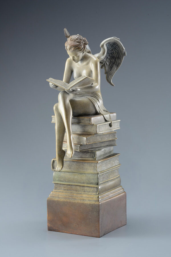 Bronze Custom Patina Sculpture of Michael Parkes Ex Libris (Beauty in Bronze) - side