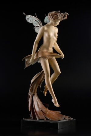 Bronze Custom Patina Sculpture of Michael Parkes Startled Sky Nymph