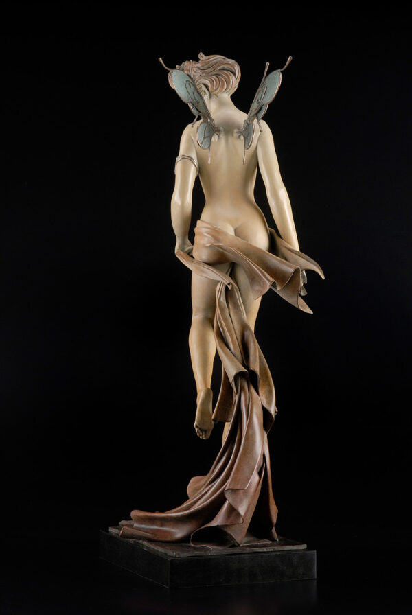 Bronze Custom Patina Sculpture of Michael Parkes Startled Sky Nymph - rear